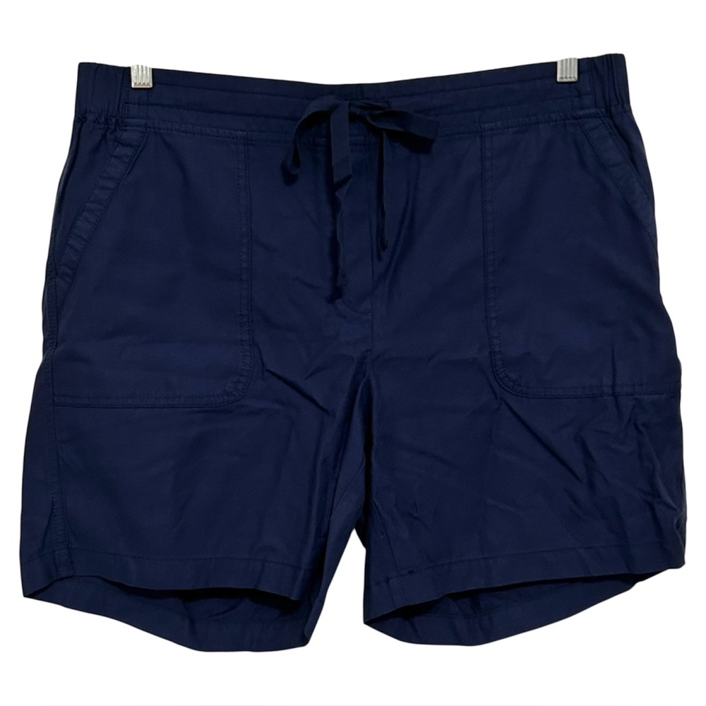 Talbots Plus Size 1X Navy Blue Twill Drawstring Shorts NWT